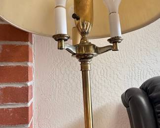 Vintage Stiffel Brass Floor Lamp with Pleated Shade