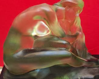 L. Troubléff "Nymph" Art Deco Glass Sculpture