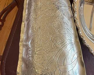 Arthur Court Floral Repoussé Serving Tray