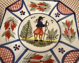 Quimper Octagonal Plate with Breton Figure
