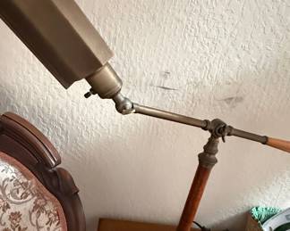 Ott-Lite Brass and Wood Articulated Desk Lamp