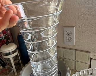 Clear Glass Swirl Vase