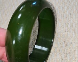 Dark Green Nephrite Jade Bangle Bracelet