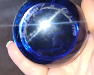 Hand-Blown Glass Paperweight with Crane