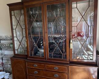 Vintage Mahogany Breakfront China Cabinet