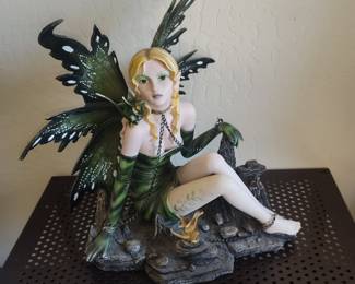 Green Fairy with Dragon Accent Figurine