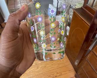 Vintage Floral Tumbler Glass