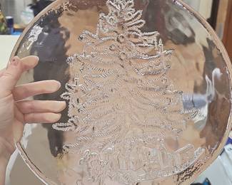 Vintage Christmas Tree Glass Platter - Princess House