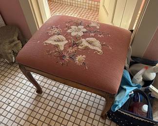 Vintage French Provincial Needlepoint Footstool