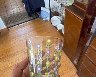 Vintage Floral Tumbler Glass