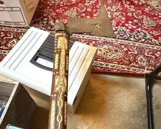 Scrimshaw Powder Horn with Axe Head