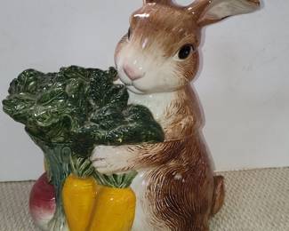 Ceramic Rabbit and Vegetable Cookie Jar