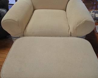 Upholstered Armchair and Ottoman Set