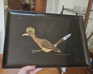 Vintage Couroc of Monterey Roadrunner Tray