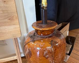 Large Mid-Century Modern Drip Glaze Ceramic Table Lamp