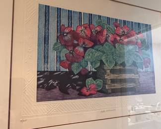 Kate H. Freeman Lithograph Print - "Red Geraniums"