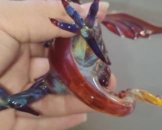 Hand Blown Glass Dragon Figurine