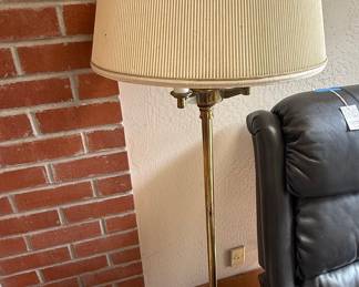 Vintage Stiffel Brass Floor Lamp with Pleated Shade