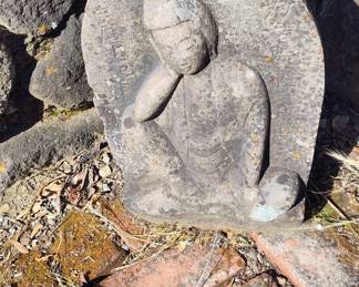 Stone Jizo Bodhisattva Sculpture with Inscription