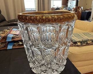 Saint-Louis Attributed Crystal Ice Bucket with Gilt Bronze Mounts