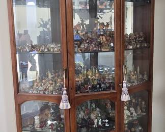 Vintage Corner Curio Cabinet with Figurines