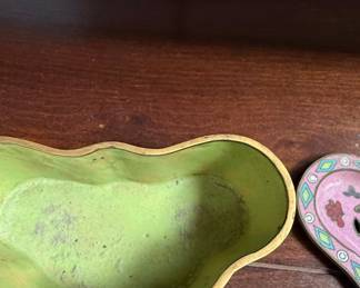 Antique Chinese Cloisonné Trinket Dish with Fruit Motif