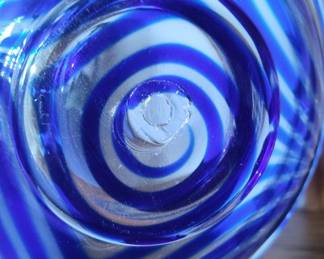 Murano Art Glass Bowl with Pulled Feather Pattern