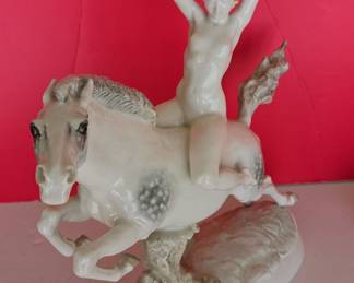 Hutschenreuther Porcelain Figurine of a Nude Woman Riding a Horse