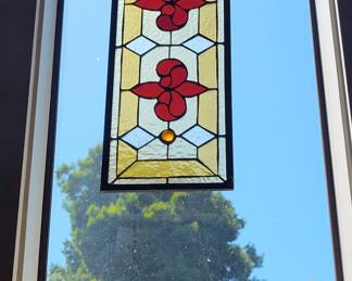 Stained Glass Window Panel with Floral Motif