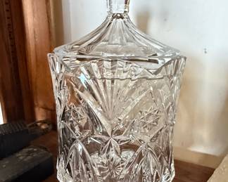 Vintage Cut Crystal Biscuit Jar with Lid