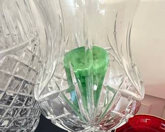 Waterford Crystal Vase with Green Insert