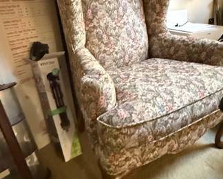 Wingback Armchair with William Morris Style Floral Upholstery