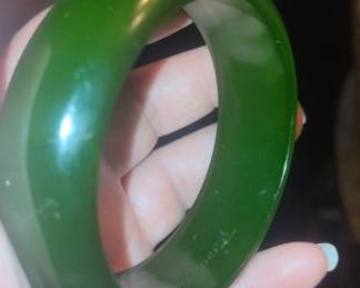 Green Bakelite Bangle Bracelet