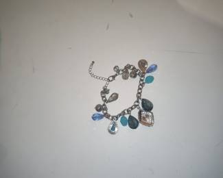 Charm Bracelet with Blue and Clear Crystals