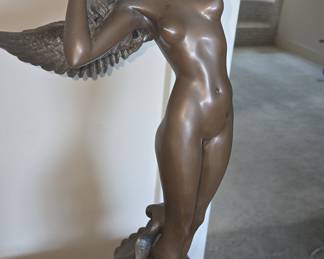 Winged Female Nude Bronze Sculpture - "Descending Night" by Adolph Weinman