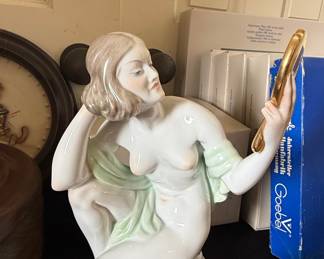 Herend Porcelain Nude with Mirror Figurine, Model 5724