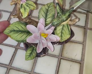 Lefton China "Hummingbird and Lotus" Porcelain Figurine