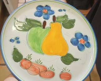 Hand-Painted Italian Ceramic Fruit and Flower Plate