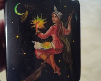 Russian Lacquer Box - Witch on Broomstick