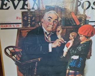 The Saturday Evening Post Cover "The Doctor and the Doll" by Norman Rockwell, March 9, 1929
