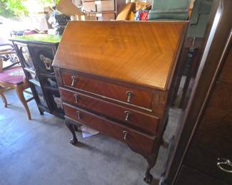 Antique Secretary Desk with Cabriole Legs