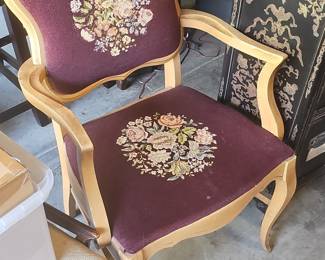 Vintage French Louis XV Style Needlepoint Armchair