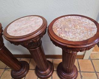 Victorian Style Marble Top Pedestal Stands (Set of 3)