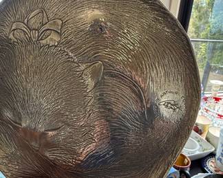 Arthur Court 1992 Sleeping Cat Aluminum Plate