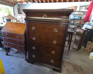 Dark Wood Tall Chest of Drawers