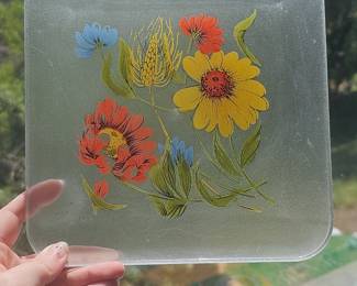 Vintage Floral Plastic Serving Tray