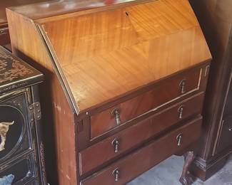 Antique Queen Anne Style Mahogany Secretary Desk
