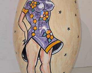 Tattoo Flash Art Ceramic Vase with Pin-Up Girls
