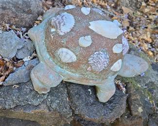 Seashell Decorated Turtle Garden Statue