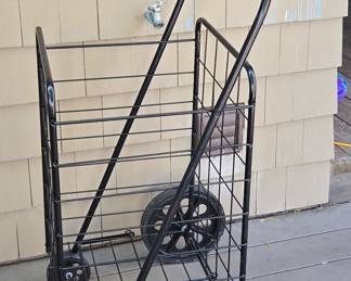 Black Metal Folding Shopping Cart